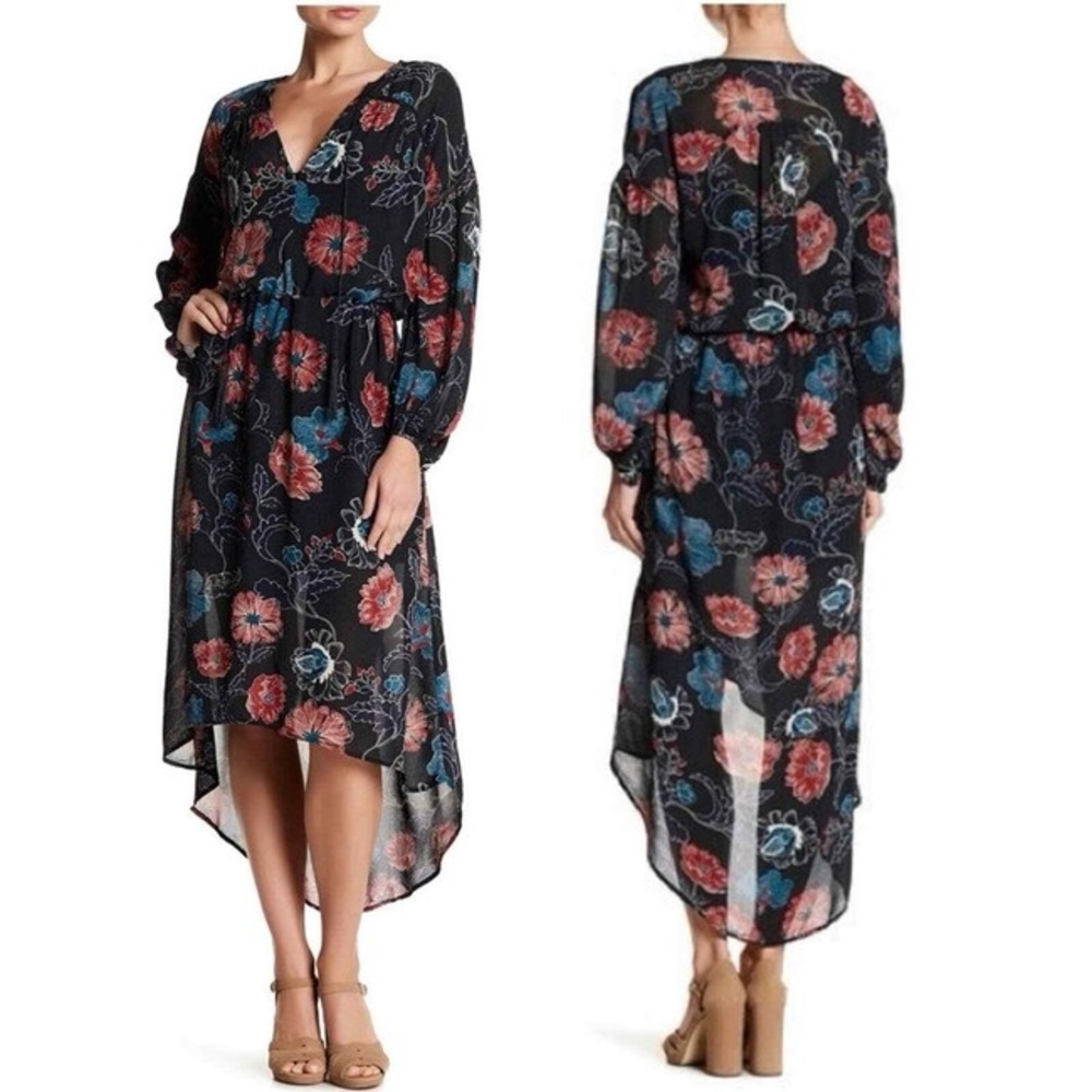 ASTR The Label Florence floral print hi-low midi dress.
